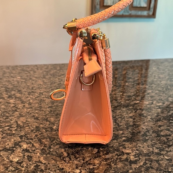 Bebe Peach and gold Mini Bag with Crocodile Embossed Pattern crossbody NWT - Picture 4 of 11